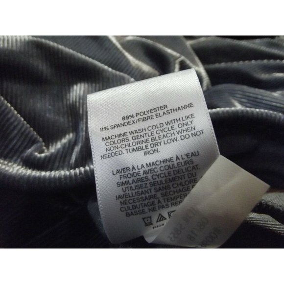 Express One Eleven XS Silver Gray Velvet Ribbed Wrap Shirt tie top blouse 0-2 - Picture 6 of 11